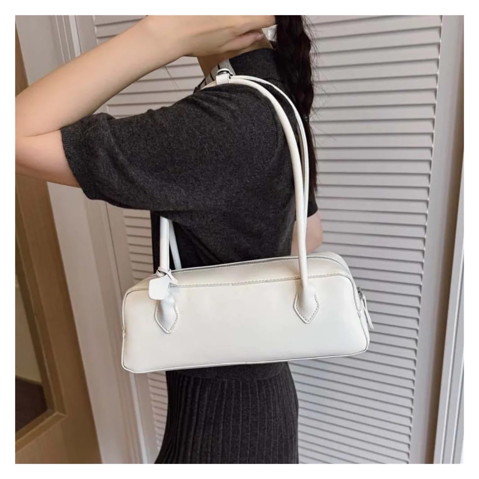 Bolso bandolera Elegant Stick Handbag Large Capacity PU Shoulder Bag Solid Color Texture Underarm Bags Women