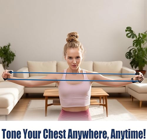 Miniatura 6 de Bandas de resistencia para entrenamiento con asas suaves, banda elástica, látex natural agradable a la piel, tensión de 10 libras largas y cortas,