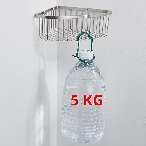 Miniatura 9 de Cesta de esquina para ducha, estante de ducha de baño de acero inoxidable, organizador para almacenamiento de ducha, estante de esquina de pared