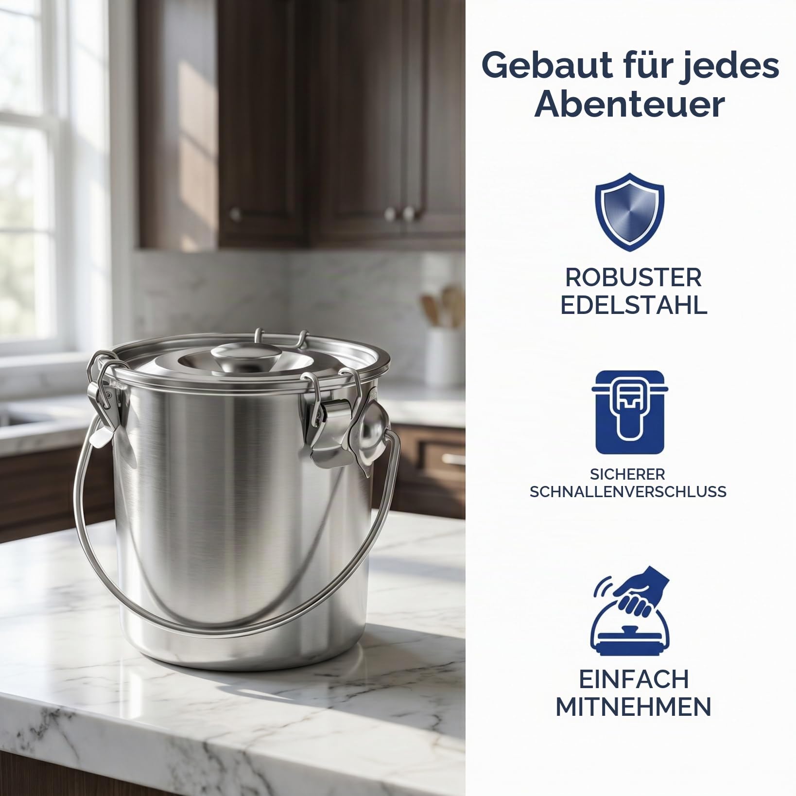 TOPBATHY Edelstahlkanister Mit Deckel Luftdichte Kaffeedose Für Kaffeebohnen Und Kaffeesatz Auslaufsicherer Lagerbehälter Für Wasser Camping Und Outdoor 6 L