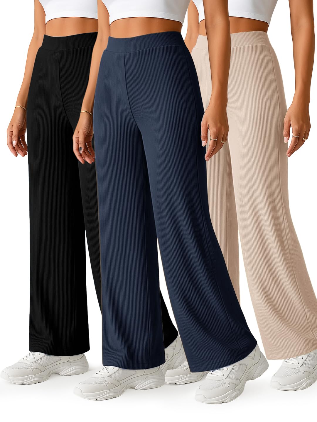 preneum Women’s High Waist Flared Trousers – Korean Style Pants for Casual, Party (Available in Plus Size) (Combo Pack of 3)-picture-54