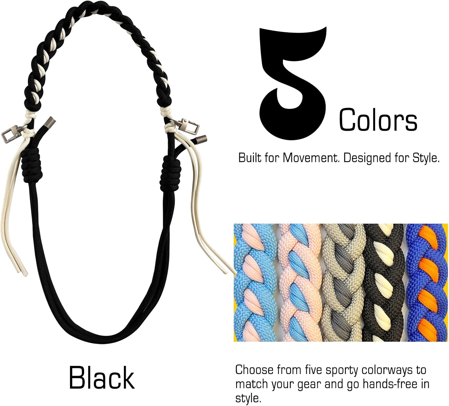 DAOSUN Paracord Rope Purse Straps Replacement Crossbody for Handbags, Adjustable Braided Bag Shoulder Strap
