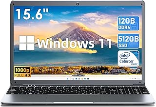 SGIN Laptop, 15.6 Inch FHD 1920x1080 Display, Windows 11 Laptops Computer (12GB DDR4 512GB SSD) with Intel Celeron N5095 Processor(Up to 2.9GHz), Bluetooth 4.2, Webcam, WiFi