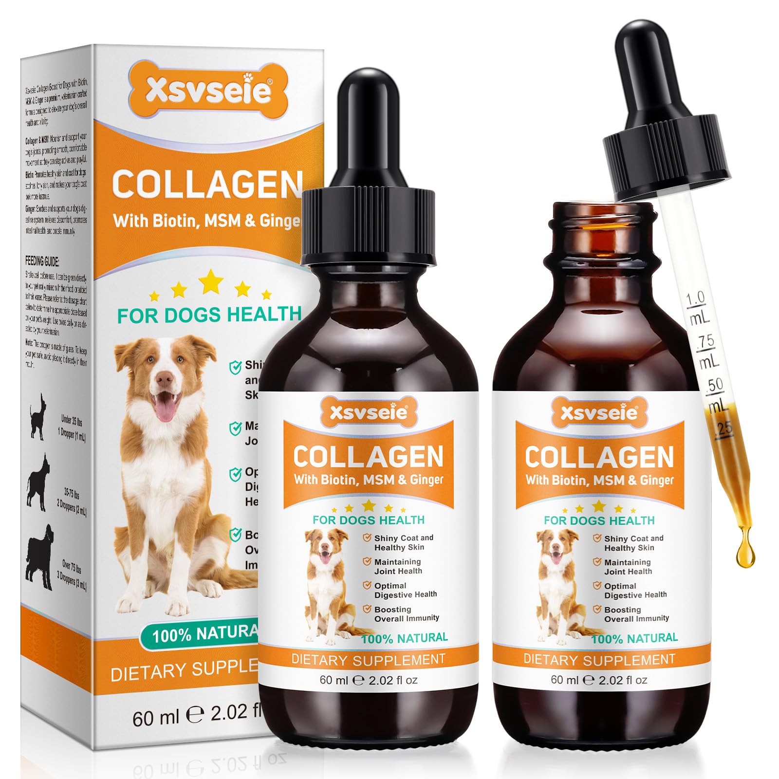 Feeliville Liquid Collagen for Dogs Dog Collagen Drops Joints Supplements for Dogs Supplement for Itch Relief for Dog,Helps Aid Hip & Joint Care