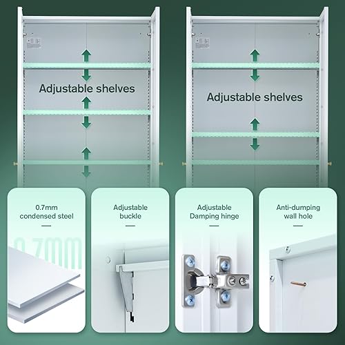 Miniatura 3 de IRONMIX Metal Bookshelf with Doors and Adjustable Shelves, 70.87" H Tall Bookcase, 5-Tier Curio Cabinet for Collectibles, White Storage Cabinet for