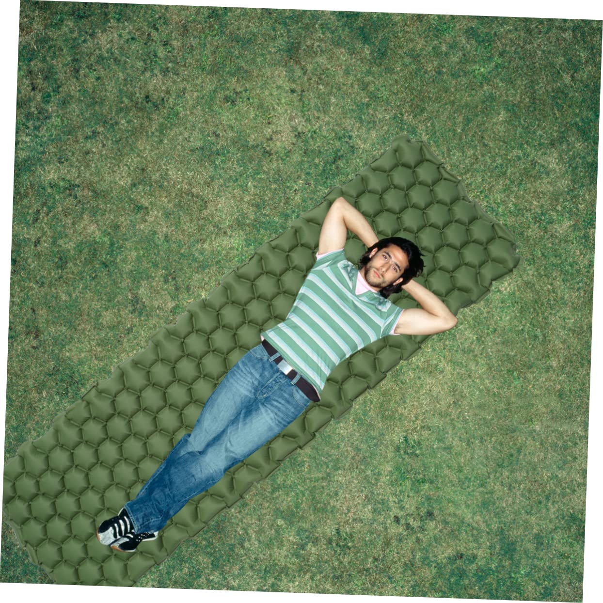 Toddmomy Outdoor Inflatable Sleeping Mat Tent Camping Pad Lightweight Mattress for Backpacking and Family Travel Green