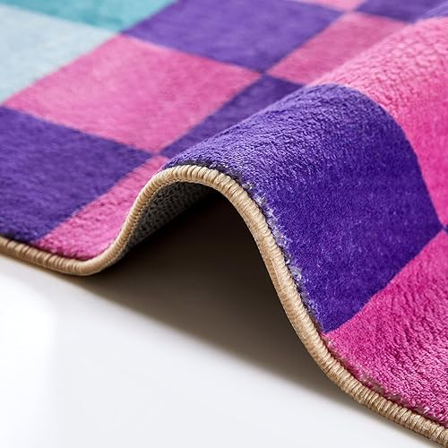 Miniatura 5 de Alfombra lavable multicolor de 5 x 7 pies, ultra fina, retro, estética, bonita, para sala de estar, comedor, dormitorio, cocina, oficina, entrada,