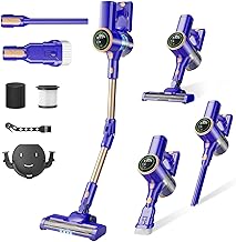 Cordless Vacuum Cleaner, 180° Bendable Wand Stick Vacuum Cleaners with LED Touch Screen, 8-in-1 Lightweight Rechargeable Vacuum with 1.5L Dust Cup for Home Hard Floor Low-Pile Carpet