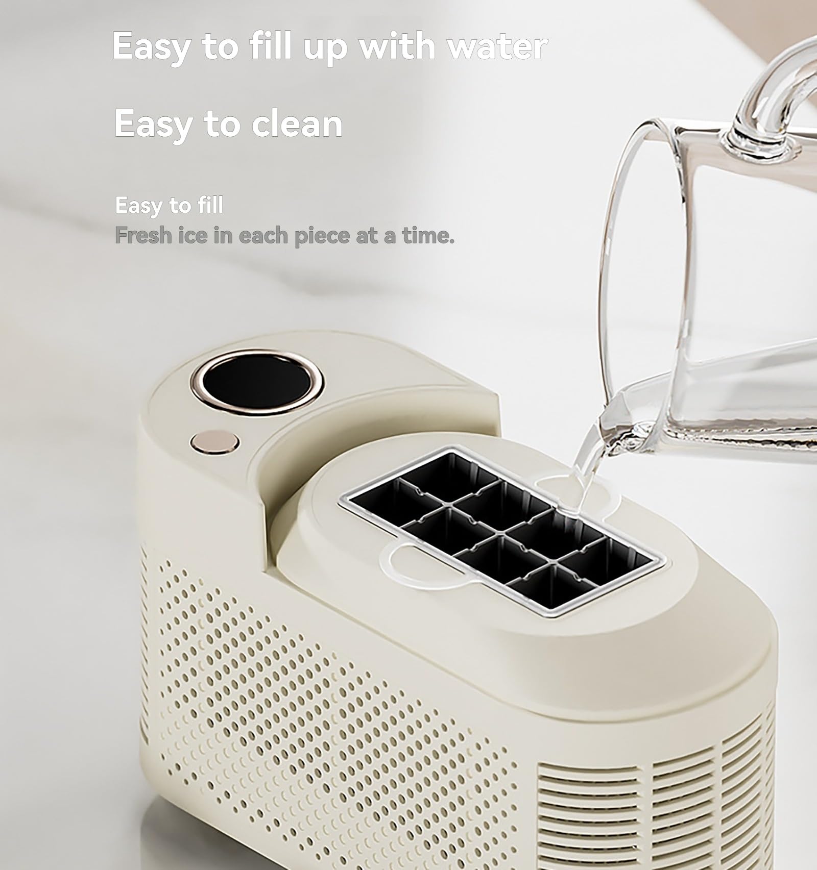 Compact Ice Maker Machine, Electric Automatic Ice Making, 8 Cubes/Batch, 120w Energy Efficient, Usb-C & Car Charger Compatible For Office/Travel (Cream Colour) on Fridge.com - View 5