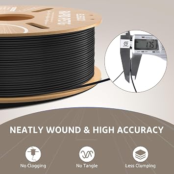 ELEGOO Rapid PETG 3D Printer Filament 1.75mm Black 10 Pack Bundle