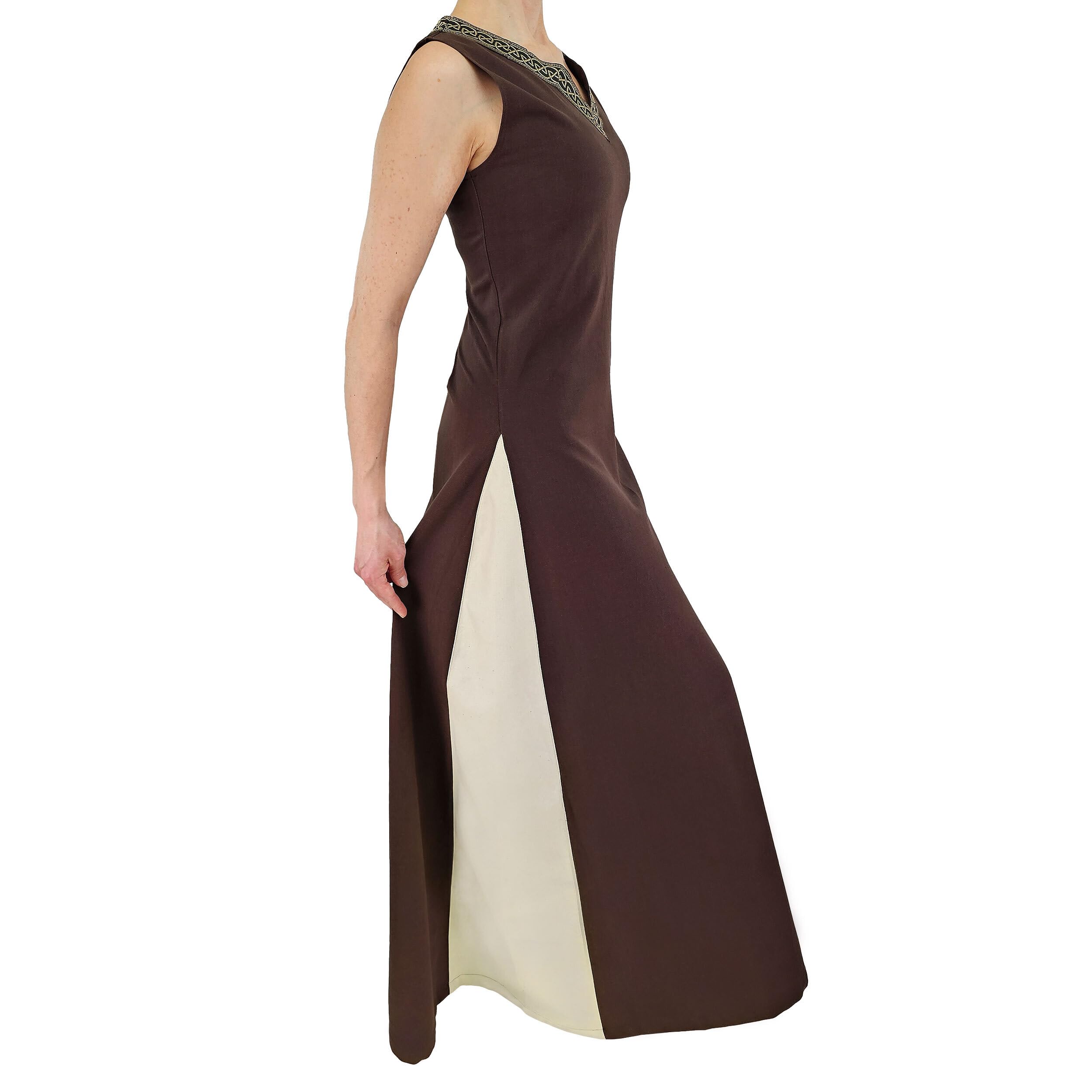 Mittelalter Kleid mit Schnürung ärmellos Juta-zweifarbig-ver. Farbvariationen-Mittelalter, LARP, Reenactment
