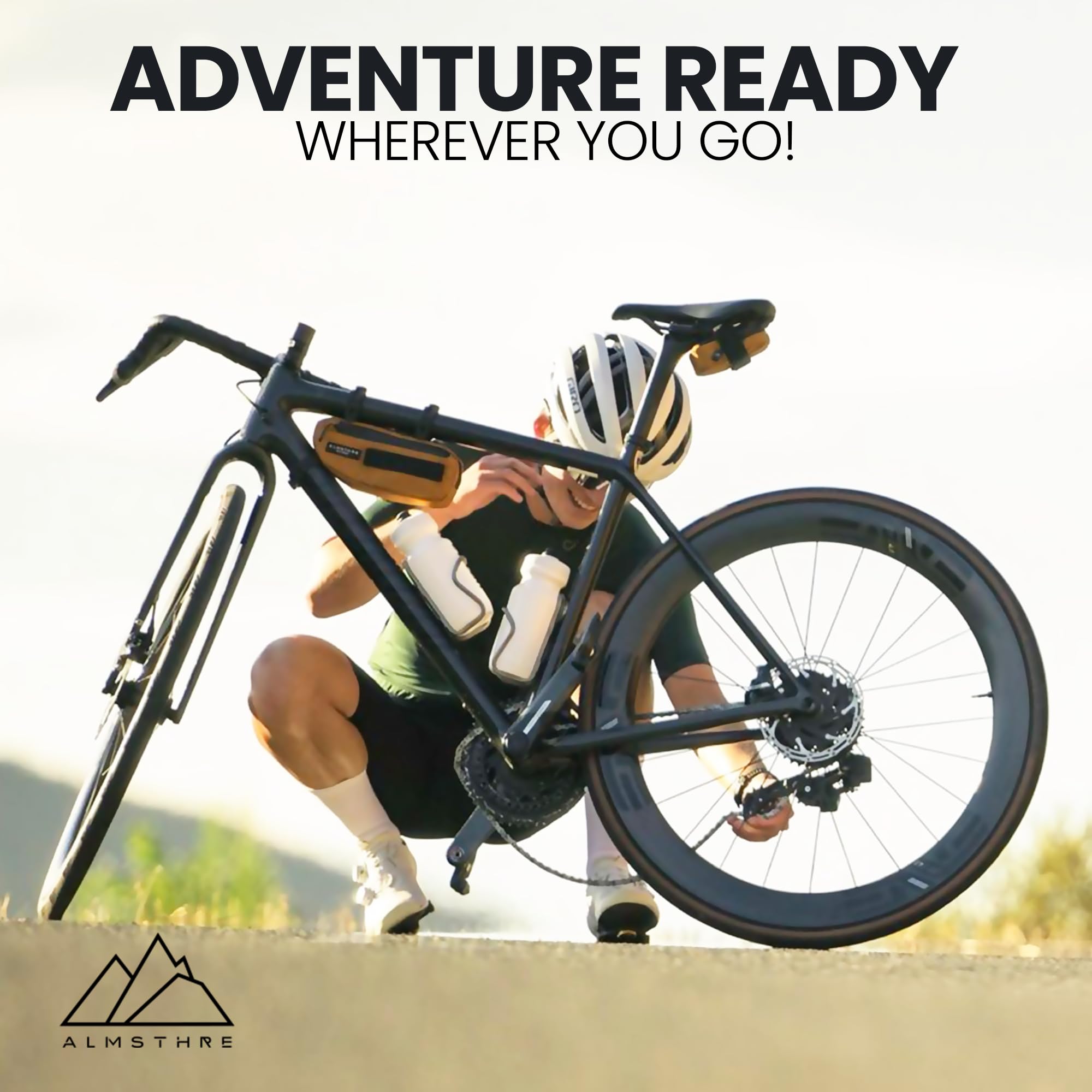ALMSTHRE Signature Sac de selle de vélo – California Gold | Matériau Ripstop de qualité supérieure, fermeture éclair imperméable et poche intérieure | Sac de selle de vélo durable et léger pour un