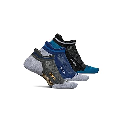 Feetures Elite Ultra Light No Show Tab 3 Pair Pack No Show Socks Shoes Iron Seal/Black Sea/Navy Mist