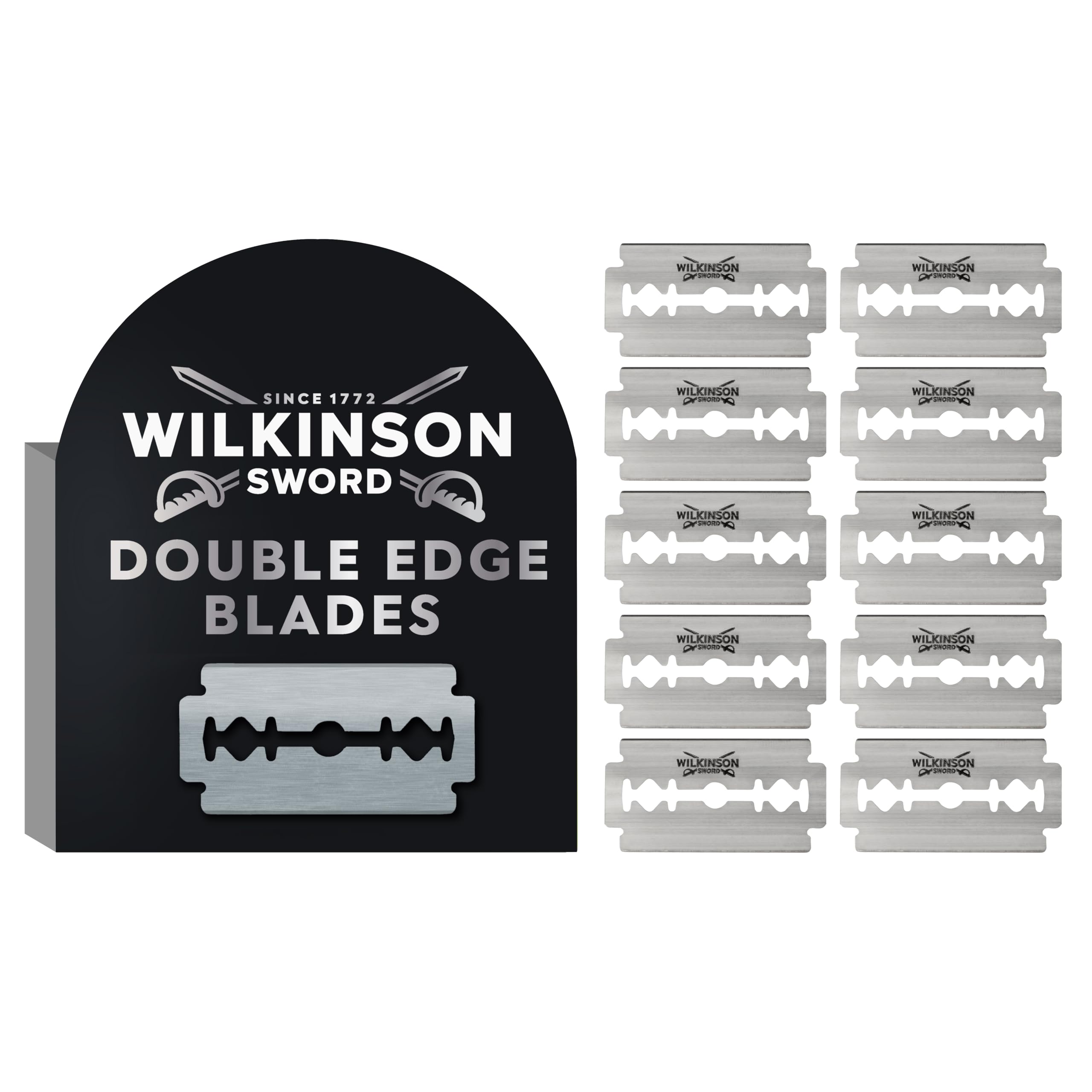 WILKINSON SWORD Double Edge Blade Refills for Men, Pack of 10 Razor Refills, with Triple Coated Blades for Comfortable Shave 10 Count (Pack of 1)