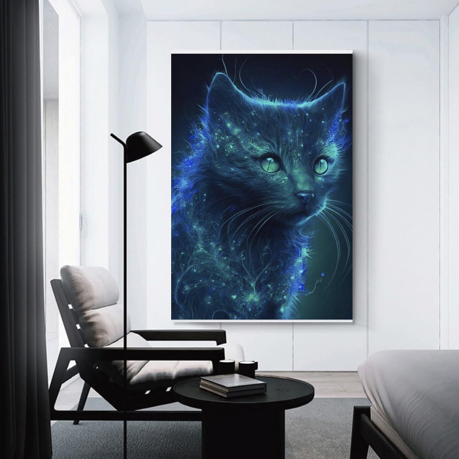 Junmoney Unframe-Style-15 Canvas Art Print Galaxy Cat Art Print, 16X24inch(40X60cm), For Contemporary Homes, Apartments Or Offices, Decorative Canvas Decor For Home Updates