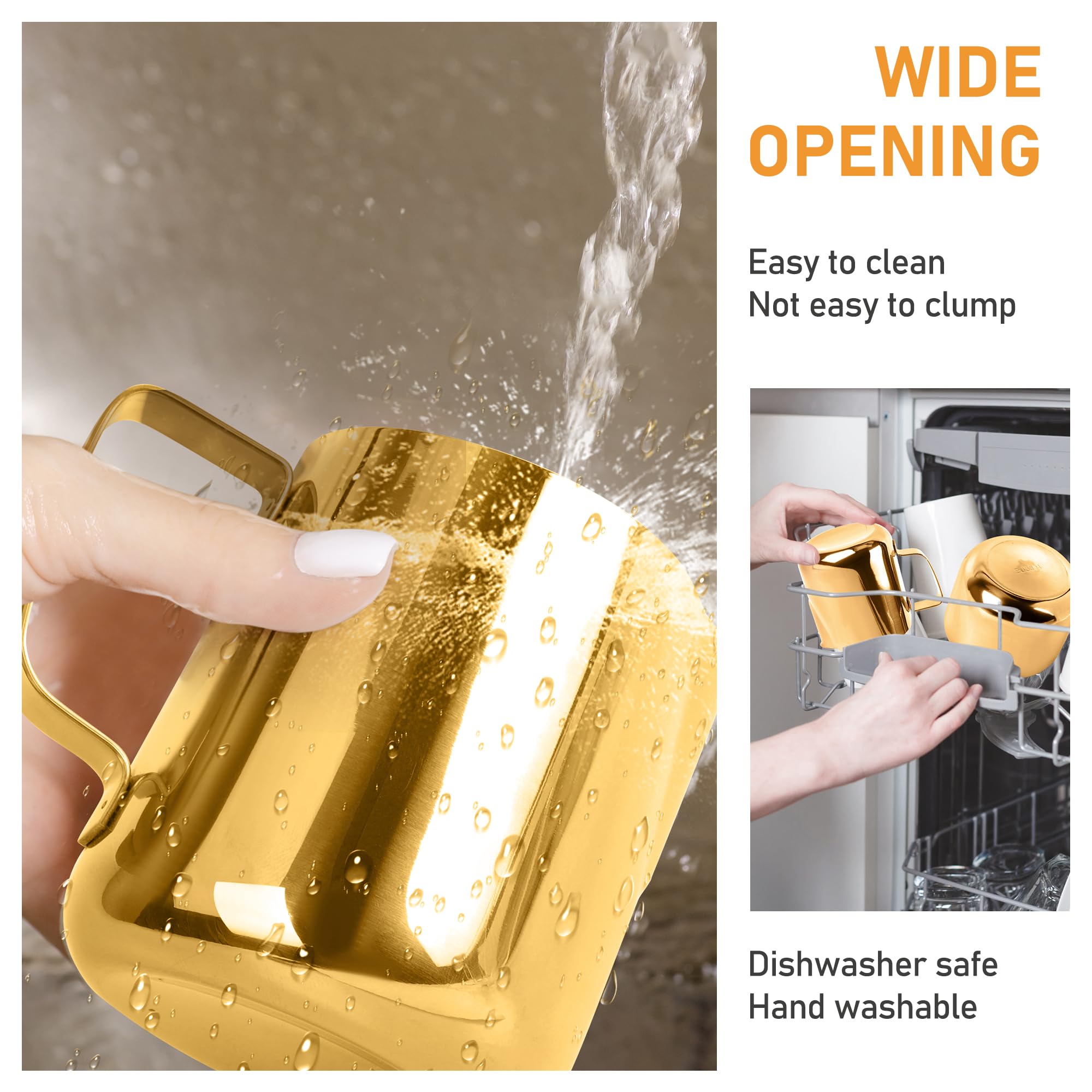 Juego de azúcar y crema, recipiente de azúcar y jarra de espuma de leche para cafetería, azucarero de acero inoxidable con tapa y cuchara para accesorios de máquina de espresso (dorado)