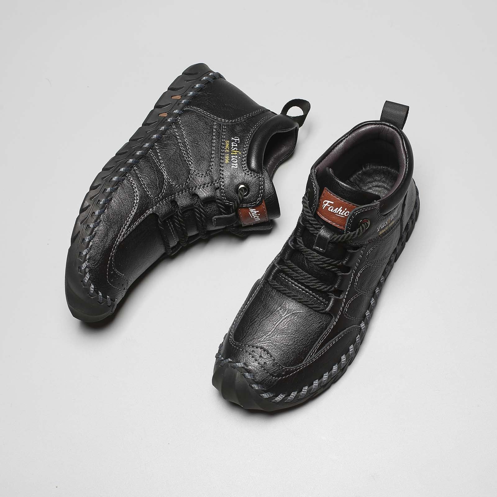 Genérico Zapatos Hombre Altos de Cuero, Costura Artesanal, Suela Goma Antideslizante, Estilo Ciudad Casual, Letras Decorativas En El Cuello para Oficina, Diario
