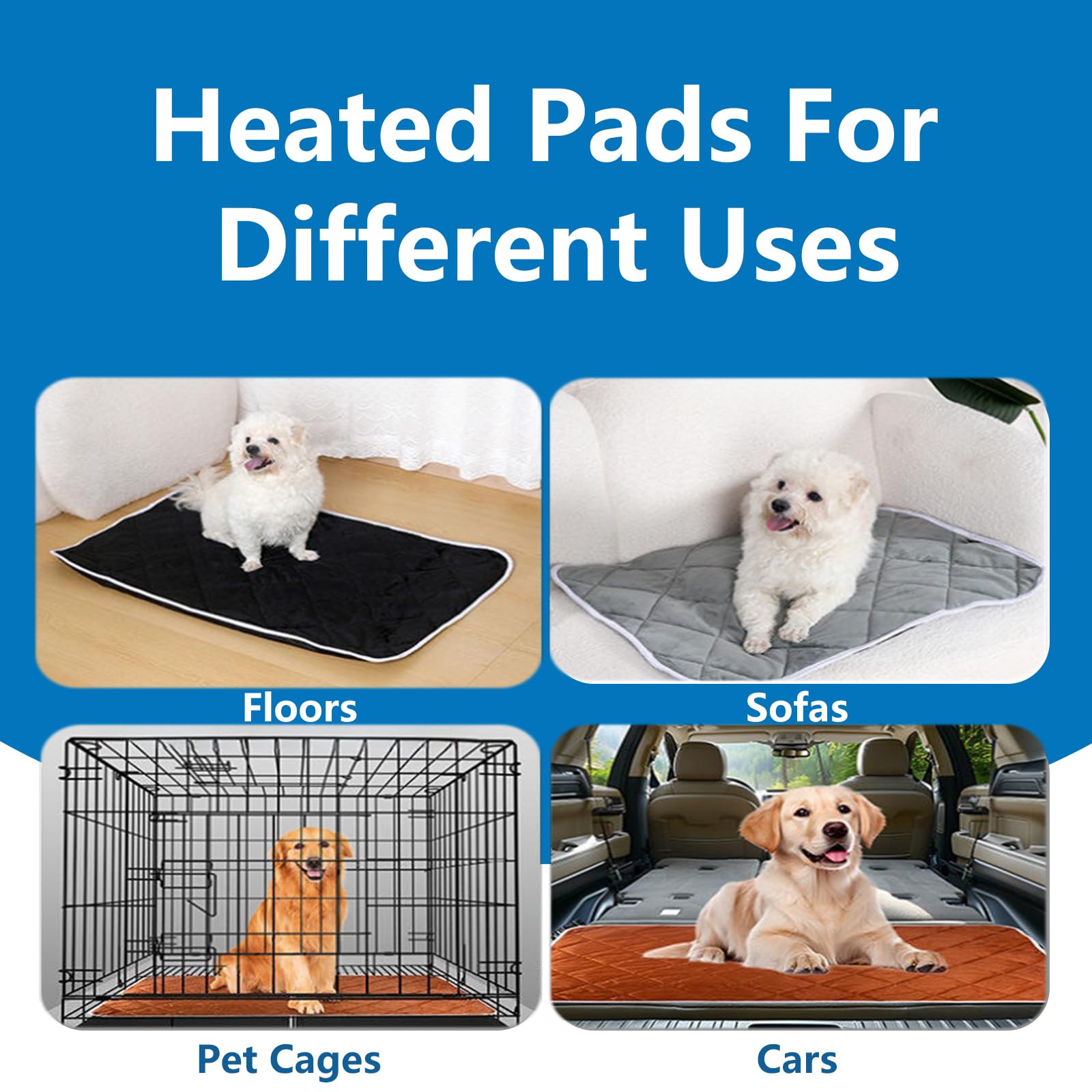 Lot de 2 Tapis Auto Chauffant pour Chats et Chiens, Couverture Chauffante pour Chat, Réfléchissant la Chaleur Corporelle, Lavable, Idéal pour Cage et Utilisation en IntéRieur