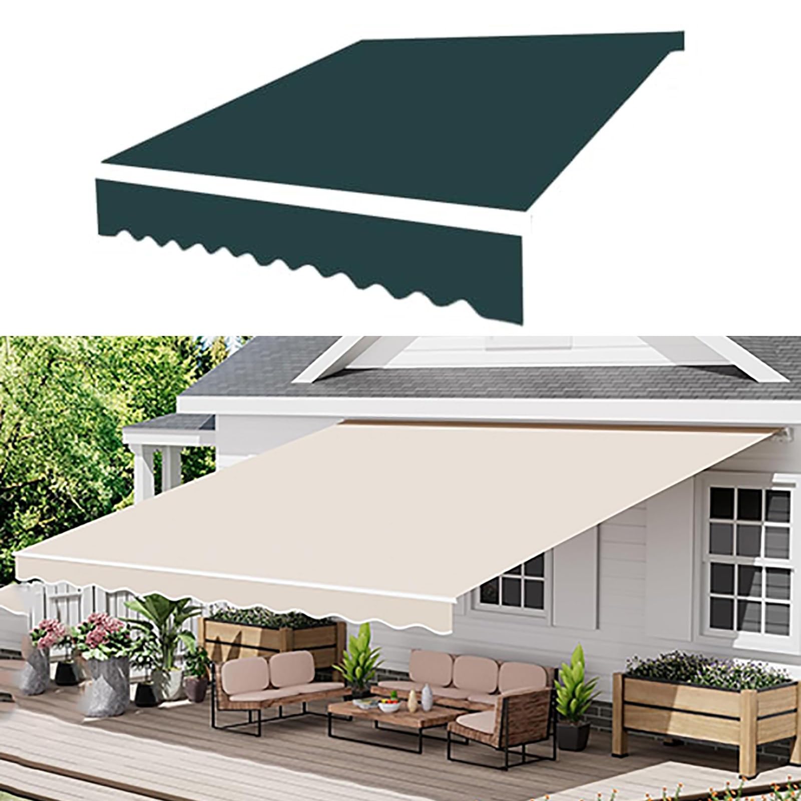Toile pour auvent rétractable haut de gamme 4,9x2,4 m imperméable