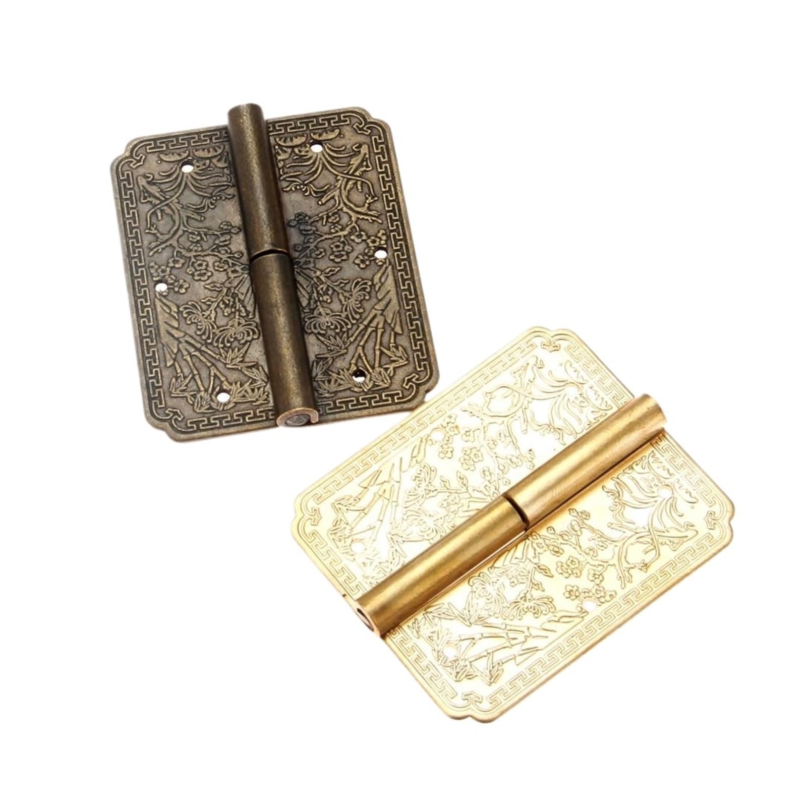 Charnière meuble bronze antique décorative, ferrure premium pour coffret de prestige