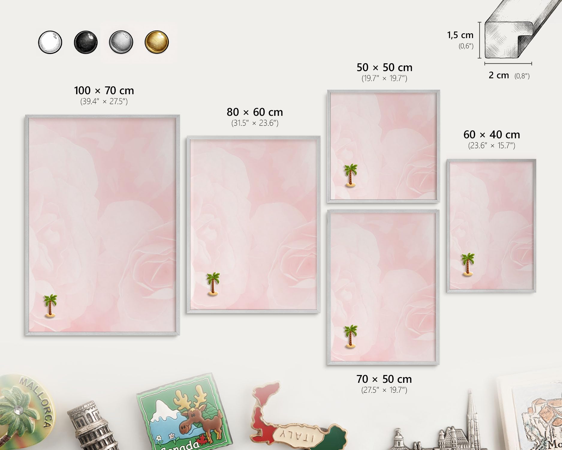 Panel Magnético Informativo 70x50 cm | Marco Plateado | Rosa Delicado | Montaje Fácil | Pizarra de Pared | Para Restaurante y Bar | Expositor para Menú, Ofertas del Día
