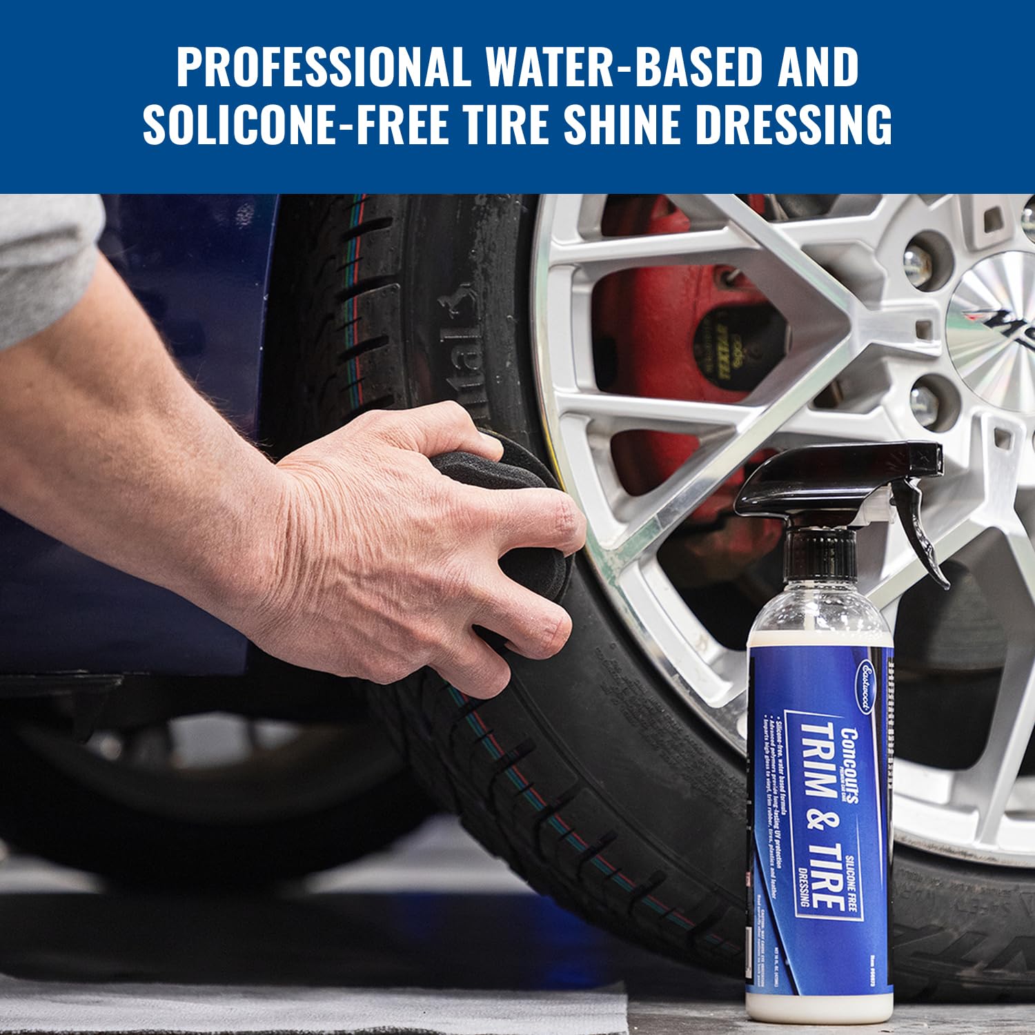 Eastwood Concours Silicone Free Trim and Wet Tire Dressing | Multi-Purpose Water Based Formula Tire Shine Spray for Tires and Interior Trims | Works and Safe to Use in Rubber, Vinyl & Plastic | 16oz