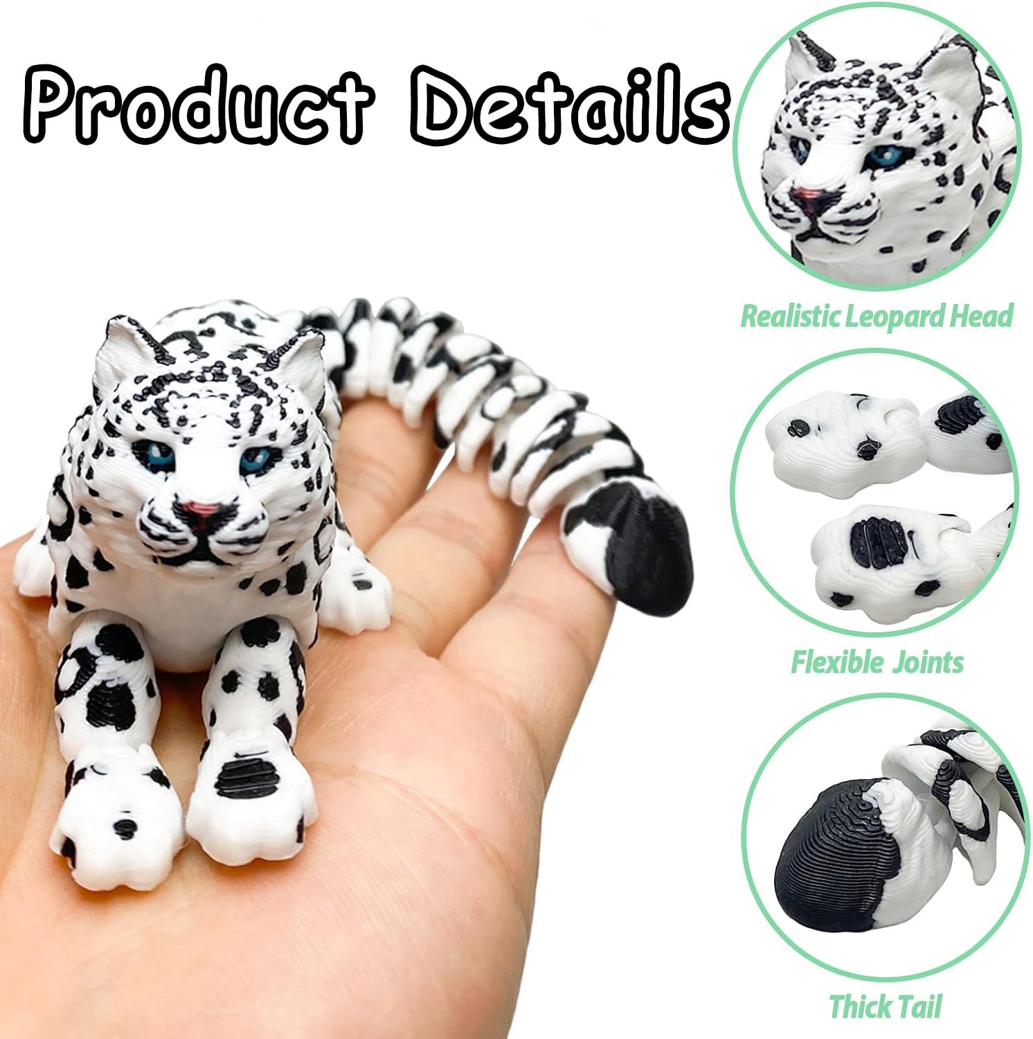 3D Printed Animals Snow Leopard, 21cm Articulated Animal Toy with Realistic Poseable Joints, 3D Printed Toys Desk Decor for Boy and Adult Home Display (Yellow) - Image 3