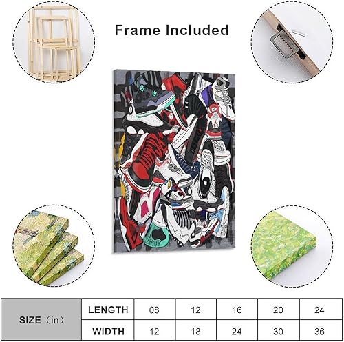 Miniatura 2 de Pósteres e impresiones Deportes Cool Sneakers Zapatería Decoración Póster Lienzo Arte de Pared Impresiones Papel Pintado Familiar Sala Decoración