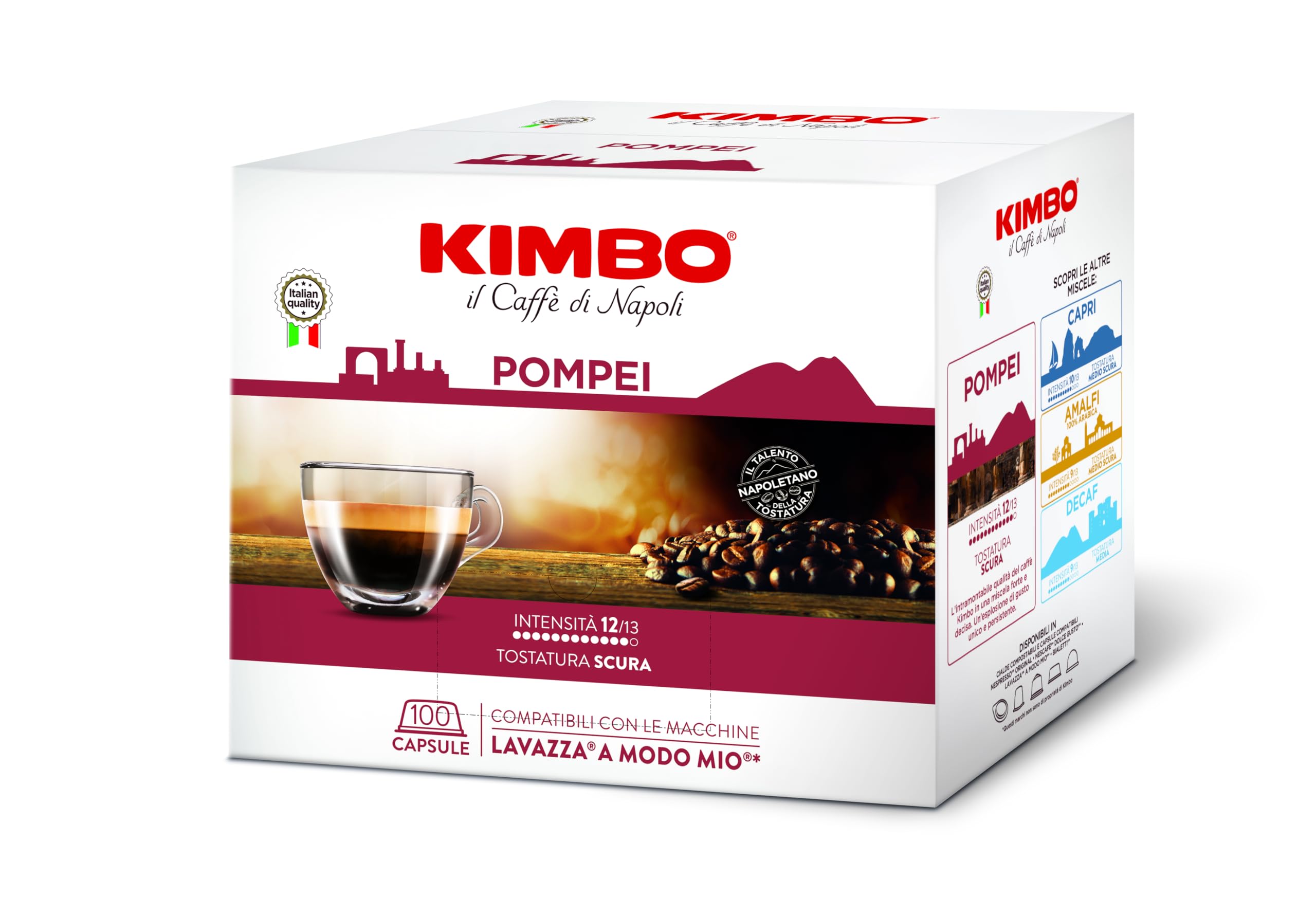 100 Capsule KIMBO Caffè Espresso Le Meraviglie del Gusto - Miscela POMPEI – compatibili con macchine sistema Lavazza a Modo mio