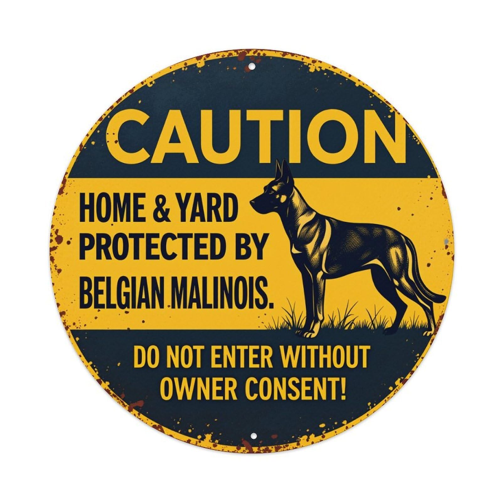 Caution Sign With Dog Pattern Metal Tin Sign Vintage Garden Bedroom Cafe Bar Man Cave Home Wall Decor Metal Poster 8x8 inches