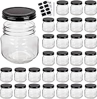 Vista 1 de QAPPDA Mason Jars, Glass Jars With Lids 8 oz,Canning Jars For Pickles And Kitchen Storage,Wide Mouth Spice Jars With Black Lids For