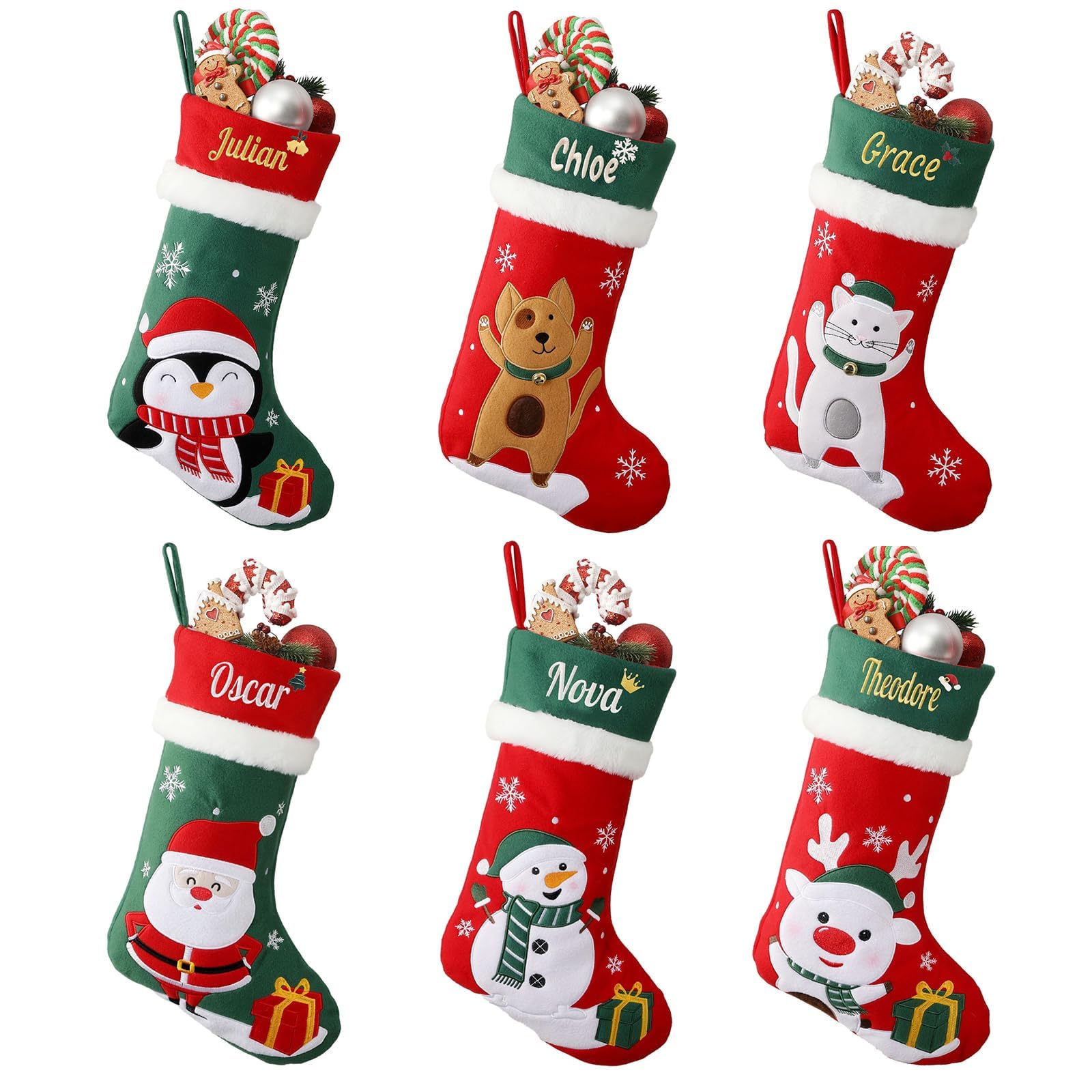 Personalised Christmas Stockings for Kids, 18” Large Xmas Stocking, 1 Pack
