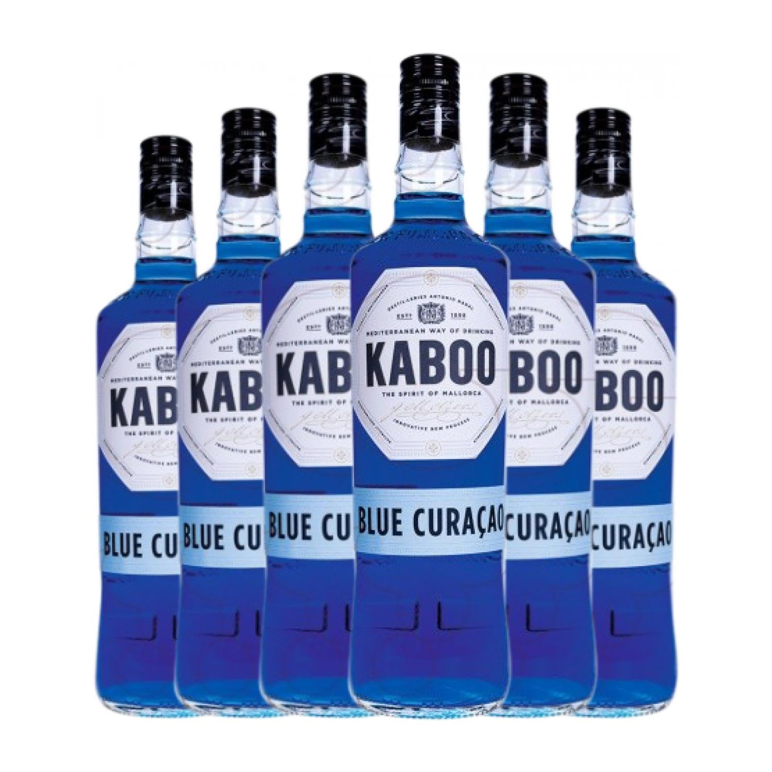 Licores Antonio Nadal Kaboo Blue Curaçao Botella Misil 1 L (Caja de 6 Botella Misil de 1 L)