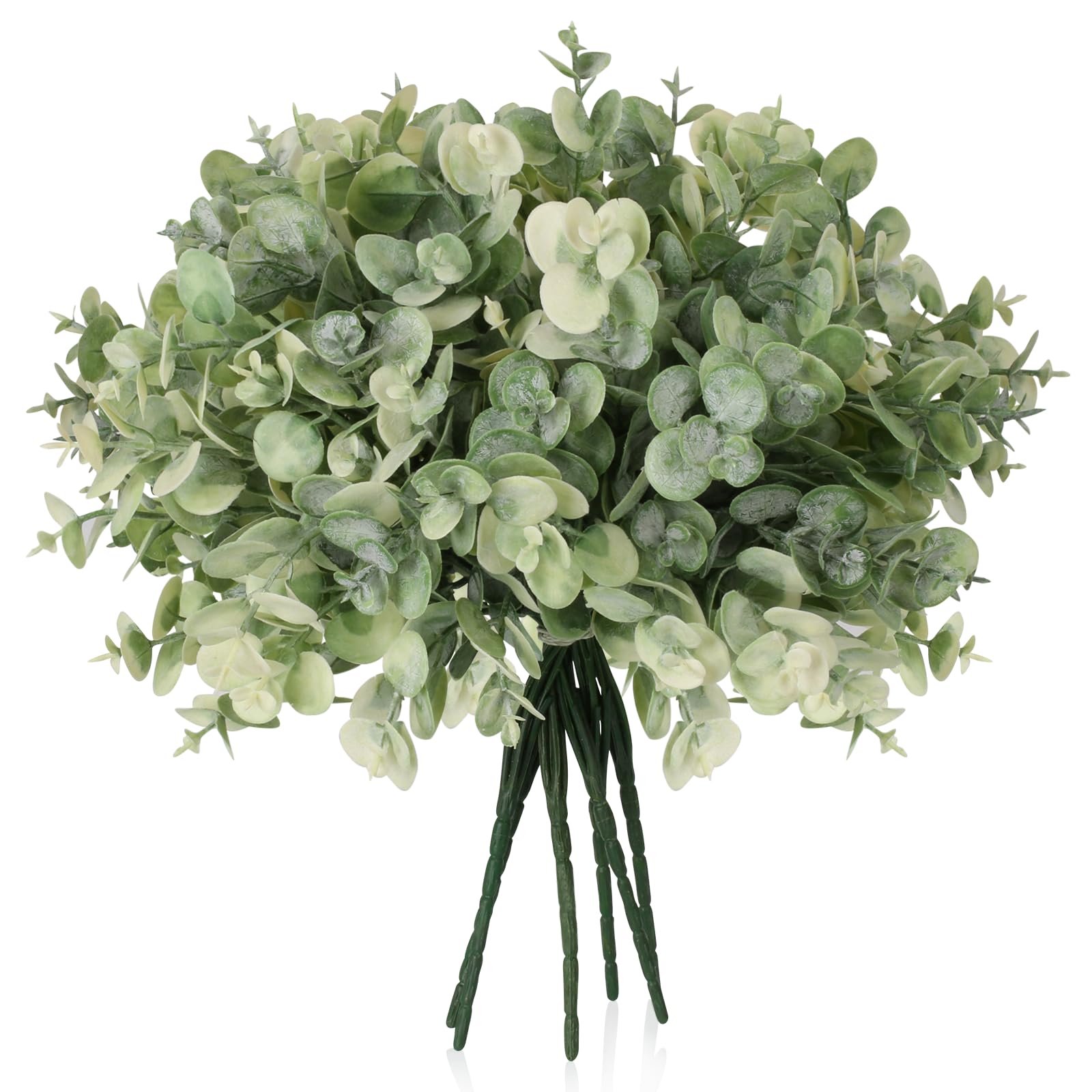 SUMJOK Eucalyptus Stems Decor, 5PCS Artificial Eucalyptus Leaves Stems Bulk Faux Greenery Branches for DIY Wedding Vase Bouquet Centerpiece Flower Floral Arrangement Farmhouse Home Decoration