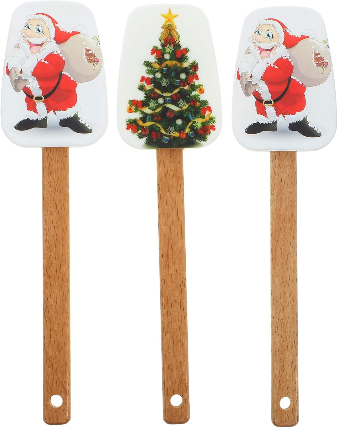 Christmas Spatulas for Baking, 3 Pieces Christmas Spatula Set Kitchen Christmas Silicone Spatula Set with Wooden Handle for Baking Cooking and Christmas Supplies Christmas Spatulas for Baking, 3 Pieces Christmas Spatula Set Kitchen Christmas Silicone Spatula Set with Wooden Handle for Baking Cooking and Christmas Supplies