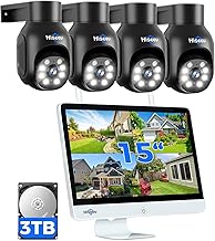 Hiseeu 5 MP Outdoor WiFi PTZ Surveillance Kit with 10 CH 5 MP NVR Monitor and 4 x 5 MP Wi-Fi Camera, Colour Night Vision, Human Detection, Alexa View Remote Siren