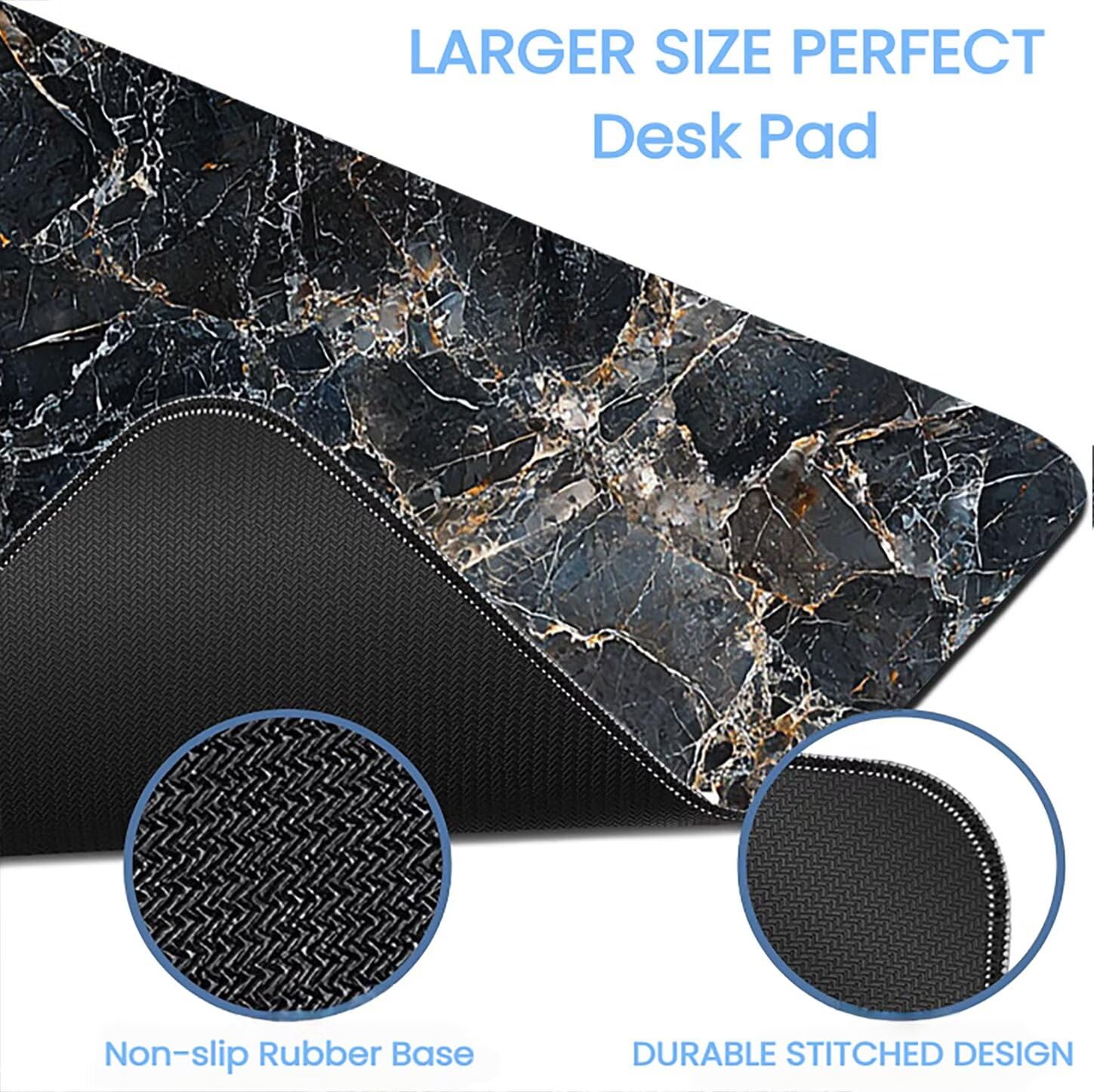 Lpfieonn Marmormuster Großes Schreibtischunterlage, XXL Schreibtischunterlagen, Grau XXL Wasserdicht Gaming Mousepad mit Vernähter Rand und Rutschfeste Gummibasis, für Hause/Büro 120x60cm PF-1923