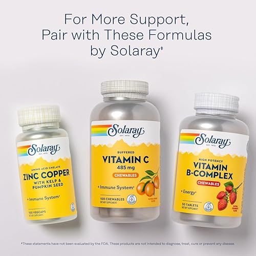 Miniatura 6 de SOLARAY Vitamina C masticable con rosa HIPS y cereza de acerola, vitamina C tamponada para una digestión suave, suplemento de apoyo inmunológico,