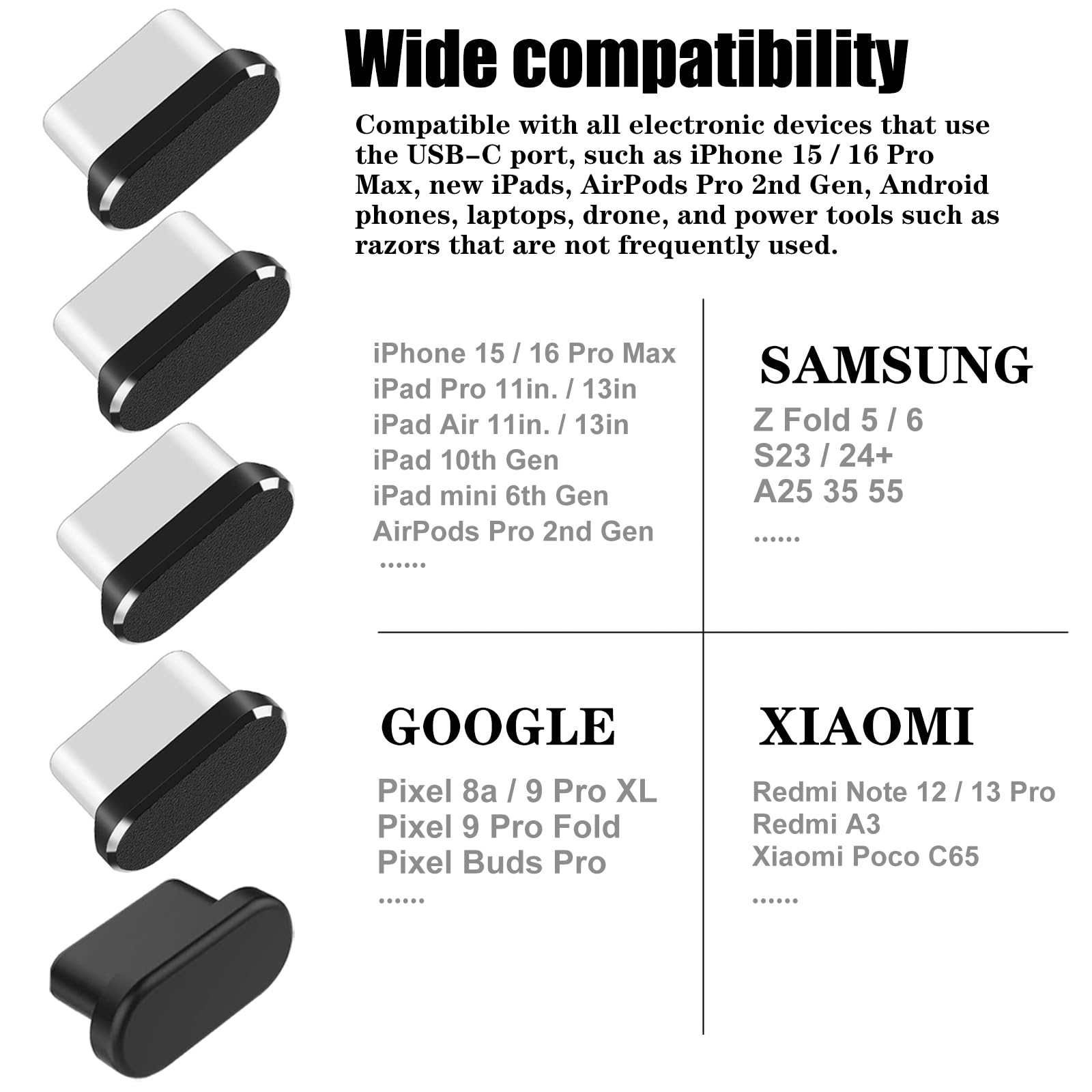4 Tappi Anti-Polvere Per USB-C E Micro USB - In Alluminio, Compatibili Con Smartphone Android - Foto 12