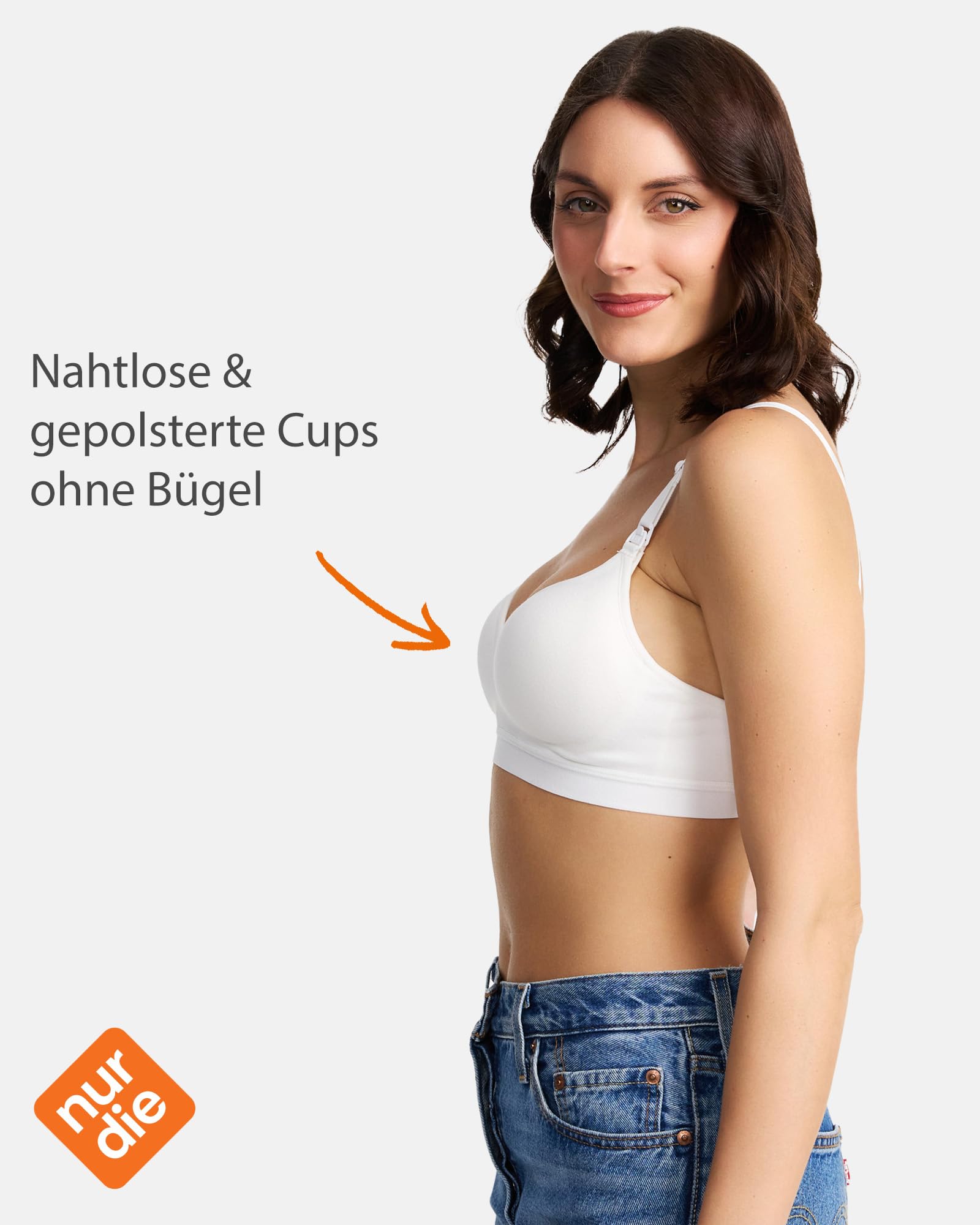 Nur Die Still mit Clipverschluss Gepolstert Nahtlos ohne Bügel Baumwolle Bügellos für Halt Komfort-schwangerschafts-BH Reggiseno Donna
