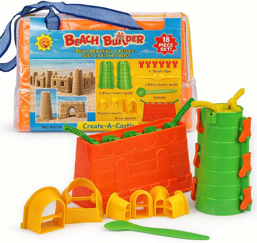 Liberty Imports Beach Builder Create-A-Sand Castle Building Kit for Kids (18 Pcs)