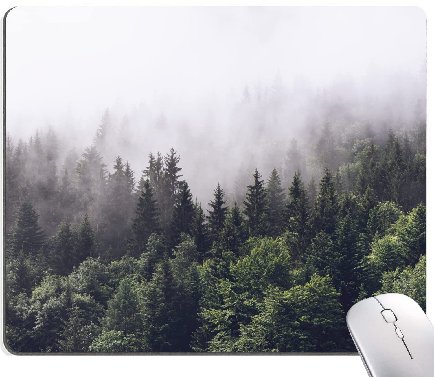 Mouse Pad, Rectangle Landscape Design Anti-Slip Rubber Mousepad for Gaming Office Laptop Computer PC Men Women Kids, Cute Custom Pattern, Misty Forest