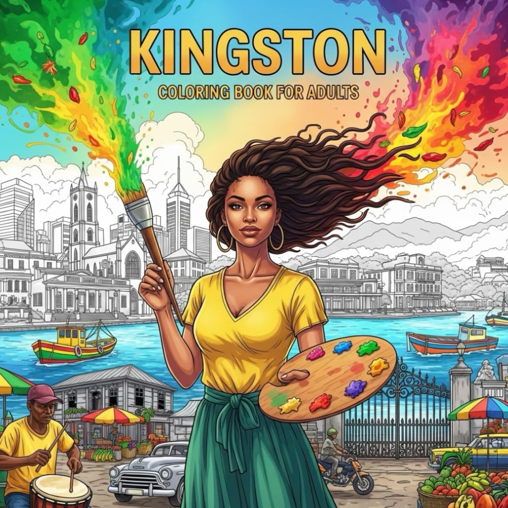 Kingston Coloring Book for Adults: From the Heart of Jamaica Bold and Easy Pages Simple Designs for Travel and Relaxation for Adults, Teens, Seniors ... Stress (Coloring series of European capitals)
