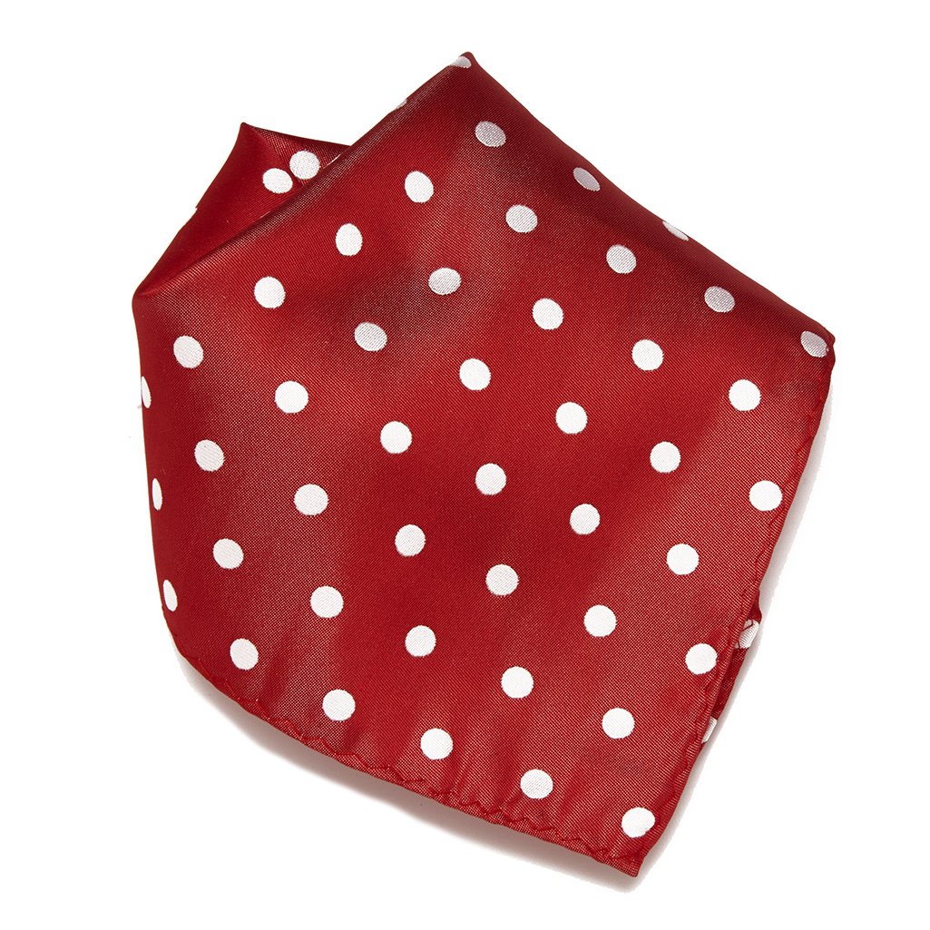 Vesuvio Napoli RED with WHITE Polka Dots Handkerchief Pocket Square Hanky Men's Handkerchiefs, 10x10 Inches