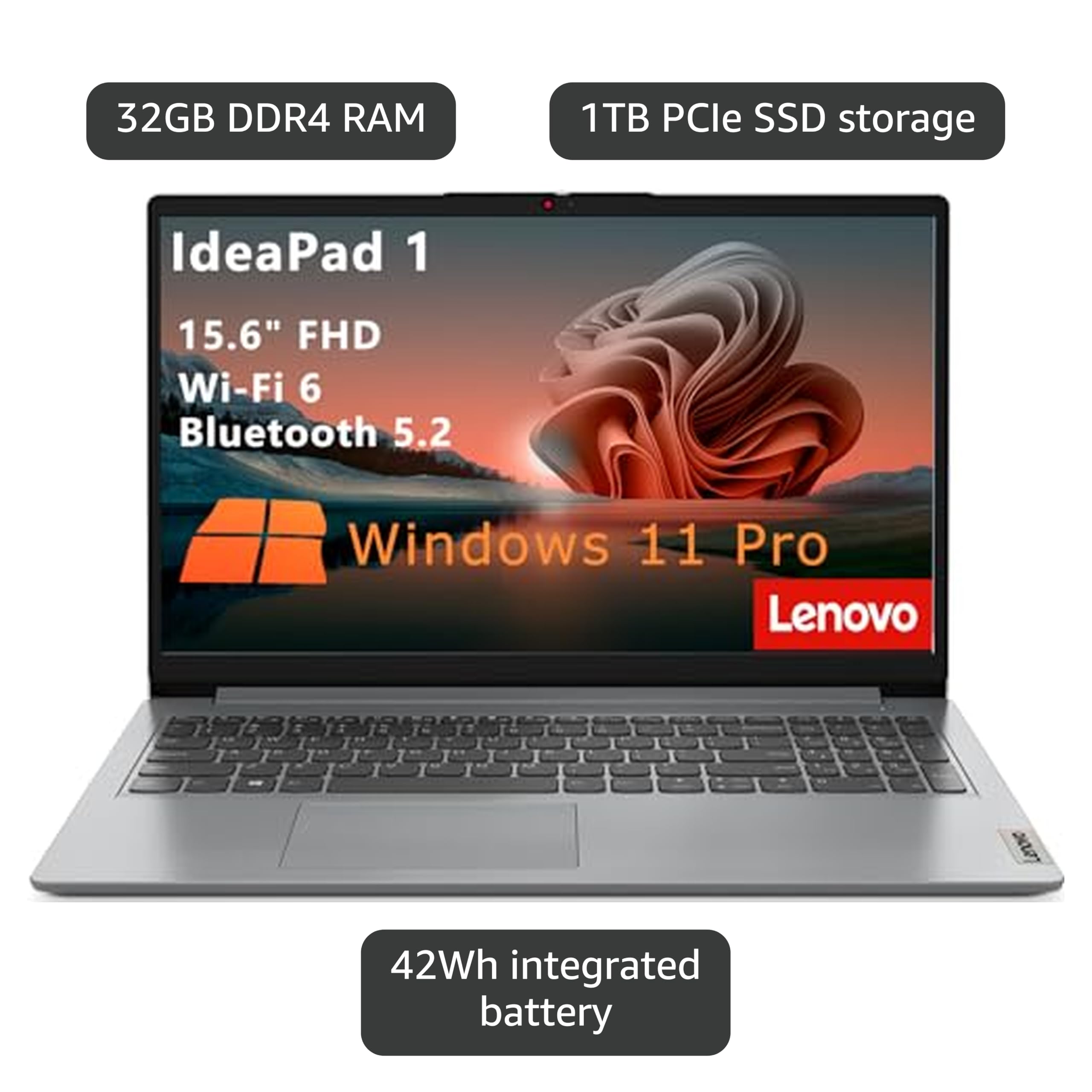 Amazon.com: Lenovo IdeaPad 1 Student Laptop Computer, 15.6