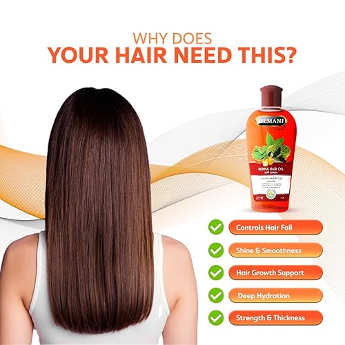 Miniatura 4 de Hemani Aceite para el cabello 200mL (6.76 onzas líquidas) Solución natural para cabello fuerte y brillante (Henna con limón)
