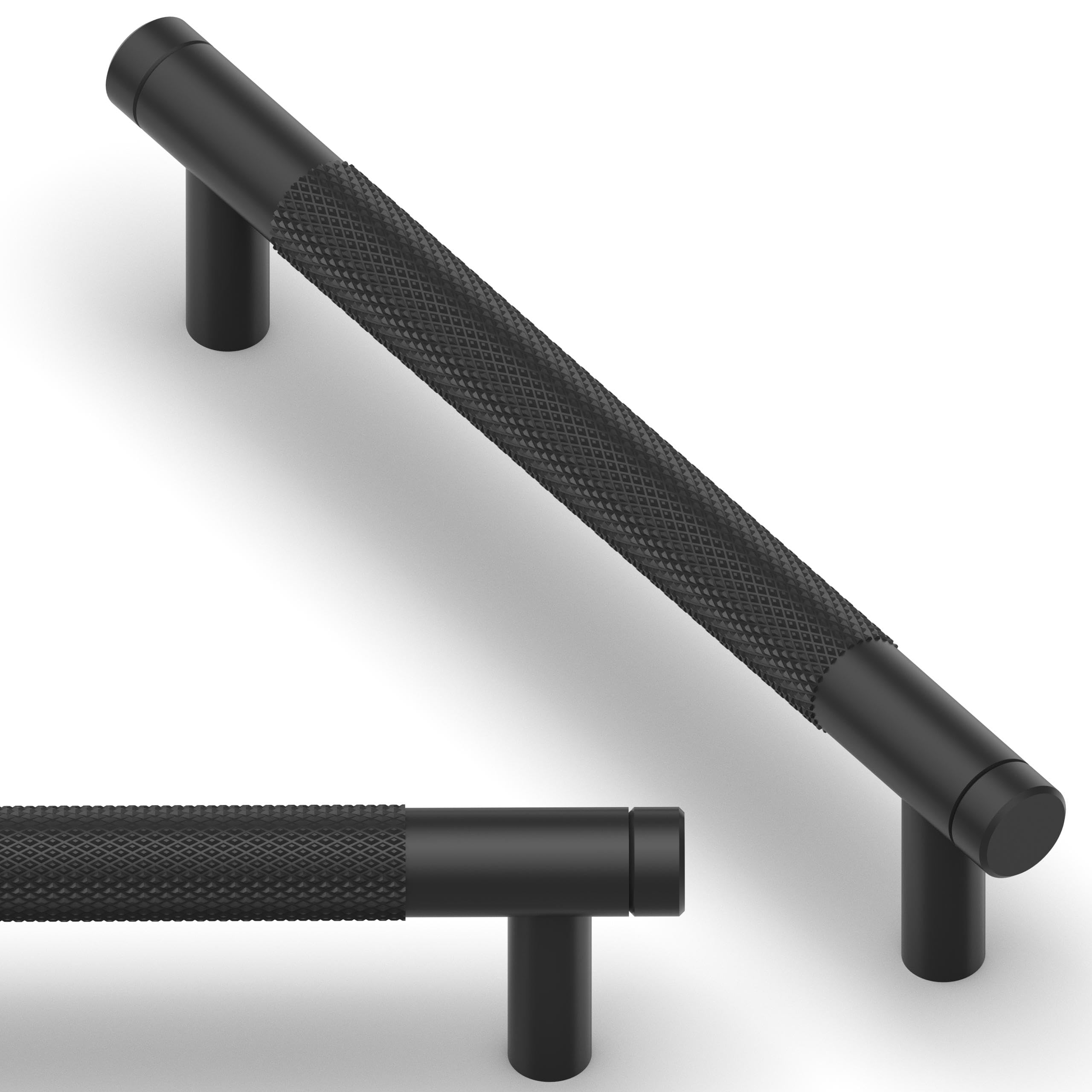 Asimerdeco10 Pack Matte Black Knurled Cabinet Pulls 5 Inch(128mm) Kitchen Cabinet Handles Cabinet Hardware Drawer Pulls