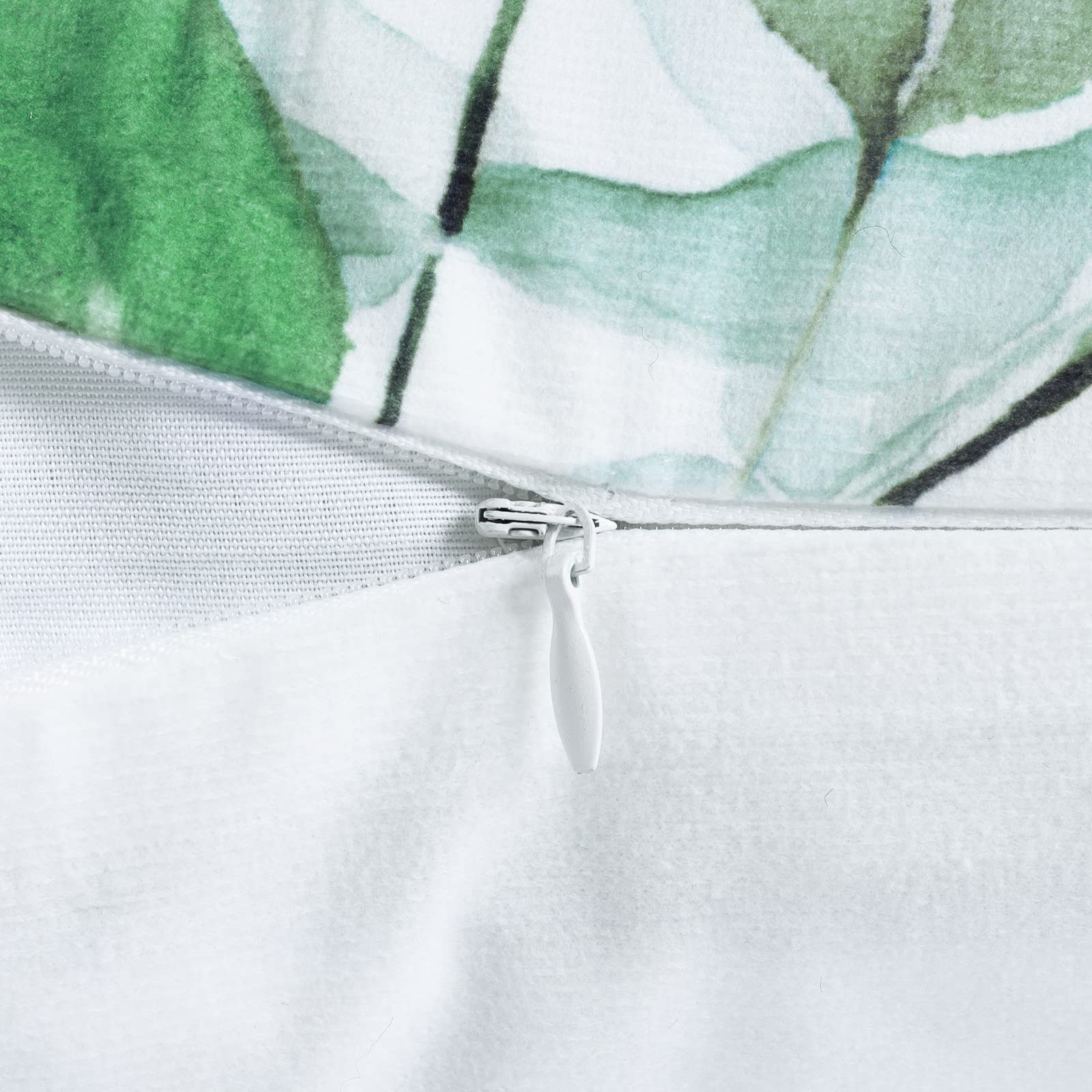 Bonhause Federe Per Cuscini 45x45 Cm Con Foglie Di Eucalipto - Morbido Velluto Verde, Set Da 4, Con Cerniera Nascosta, Per Divano E Letto