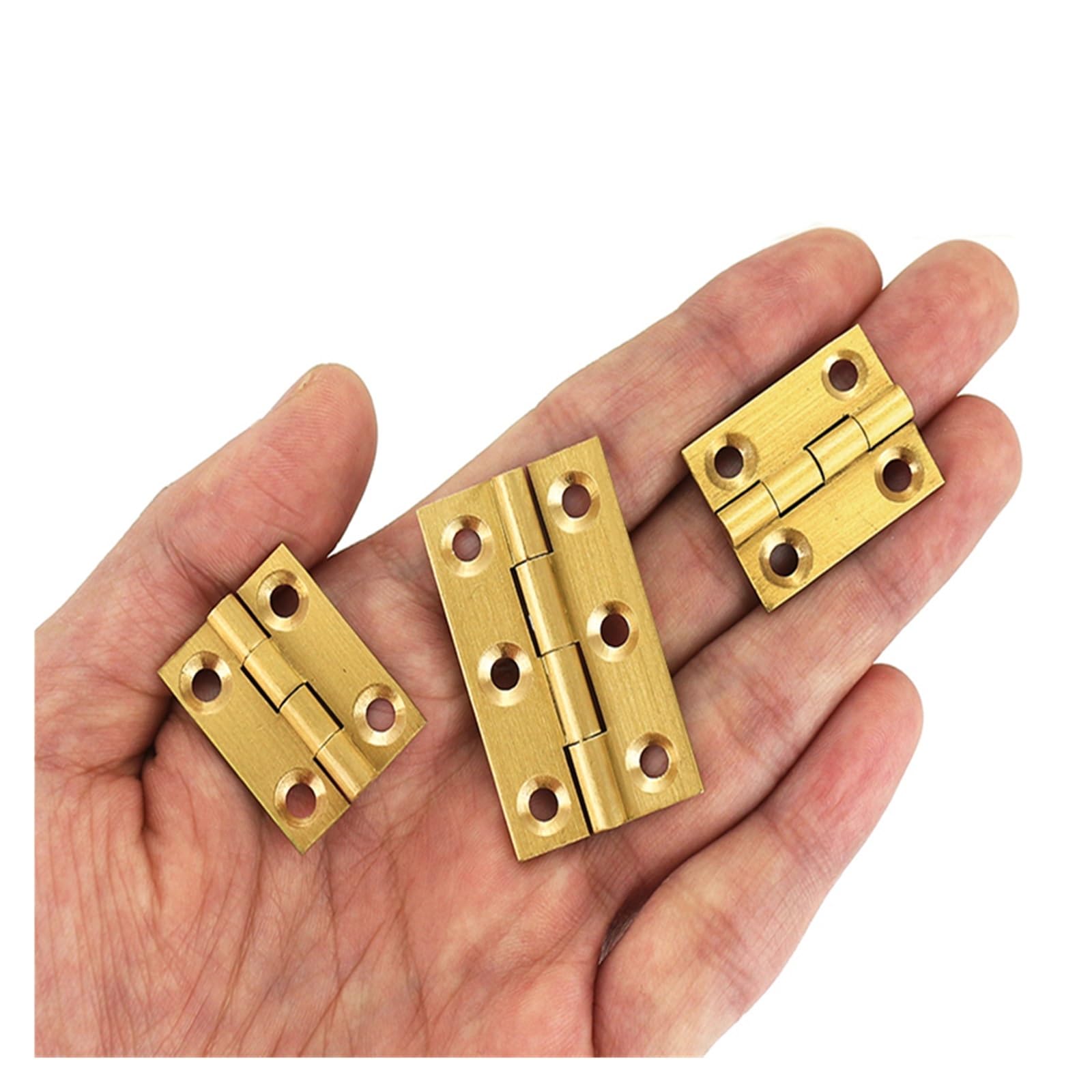Minibisagra Bisagra pequeña Bisagras de puerta nueva de latón, 2 uds., 1/1, 5/2/2, 5/3 pulgadas, muebles, puerta del cajón del armario, bisagra a tope for joyería, Hardware de caja de madera(Golden 2p