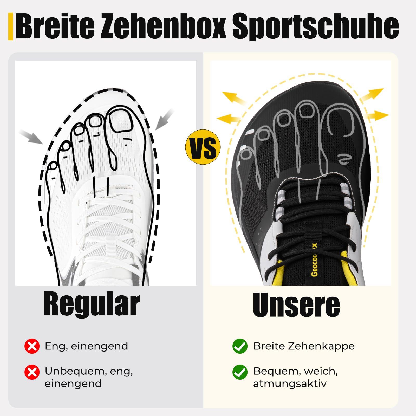 Breite Zehenbox Laufschuhe Herren Sportschuhe | Sneaker,Turnschuhe,Freizeitschuhe,Atmungsaktiv,Stoßdämpfung,Rutschfest,für Alltag und Outdoor